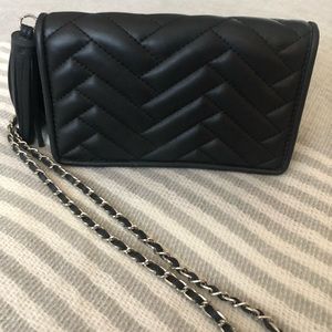 Zara black quilted chevron crossbody bag clutch
